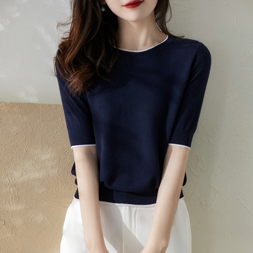 オフィスカジュアル 秋 プルオーバーニットカットソー ミレジェネ