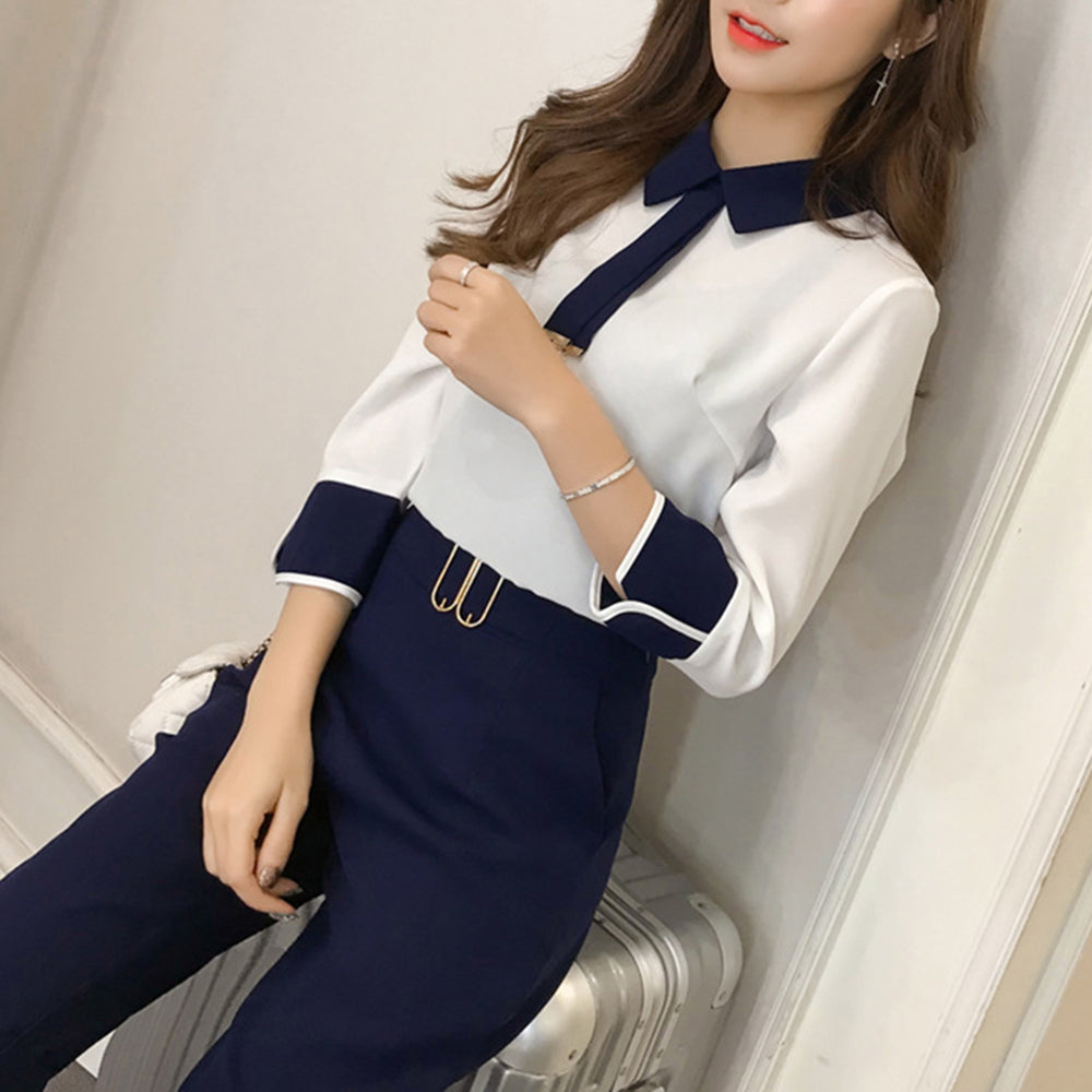 配色ブラウスセットアップ