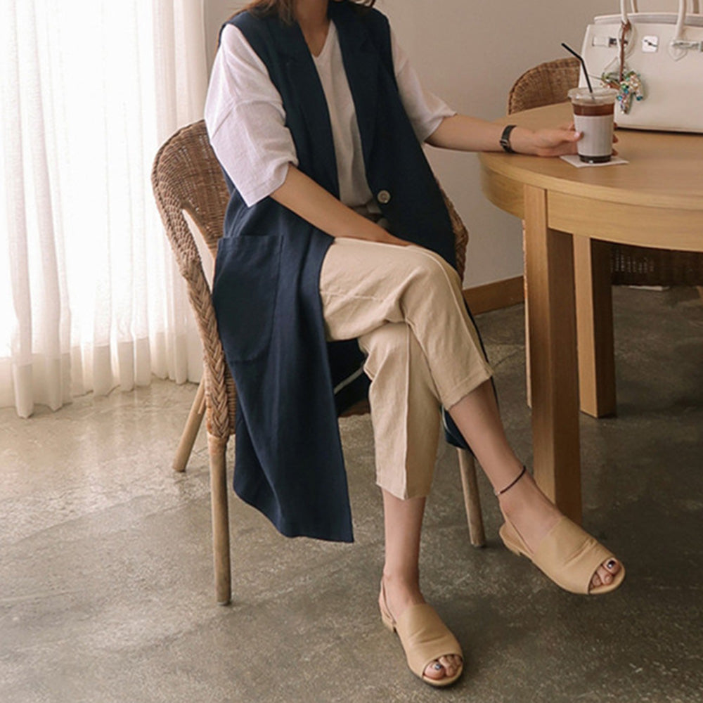 ロングリネンベストジレ