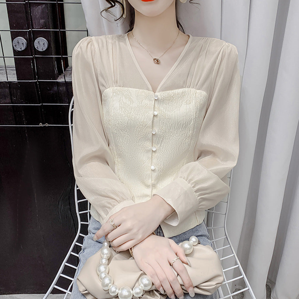 フロントボタンシースルーブラウス
