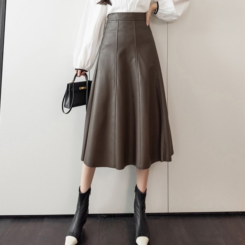Aラインレザースカート|オフィスカジュアル レディース 通販【ミレジェネ】