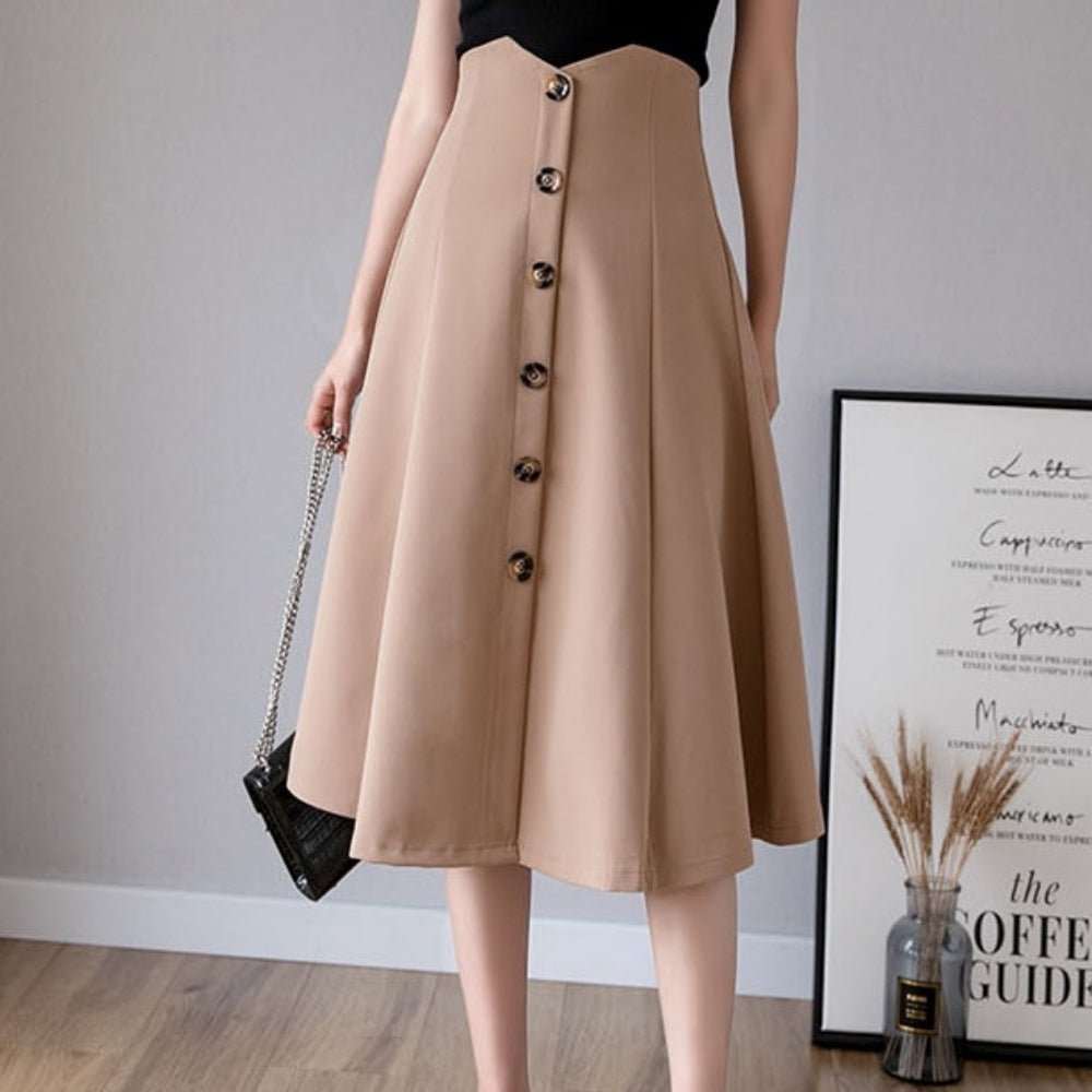 ハイウエストAラインボタンスカート