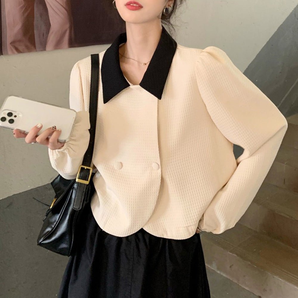 パワーショルダーダブルボタントップス|オフィスカジュアル レディース 通販【ミレジェネ】