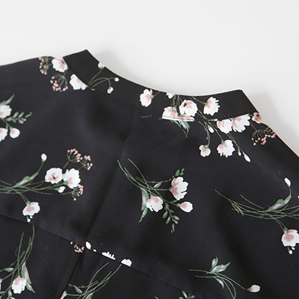 花柄ノーカラーシャツワンピース - Millennial Generation