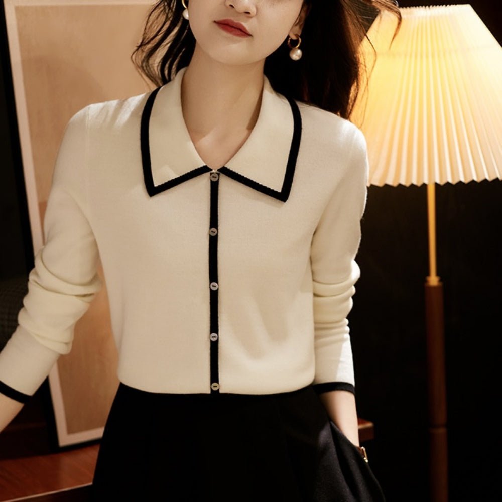 襟付きバイカラーニット|オフィスカジュアル レディース 通販【ミレジェネ】