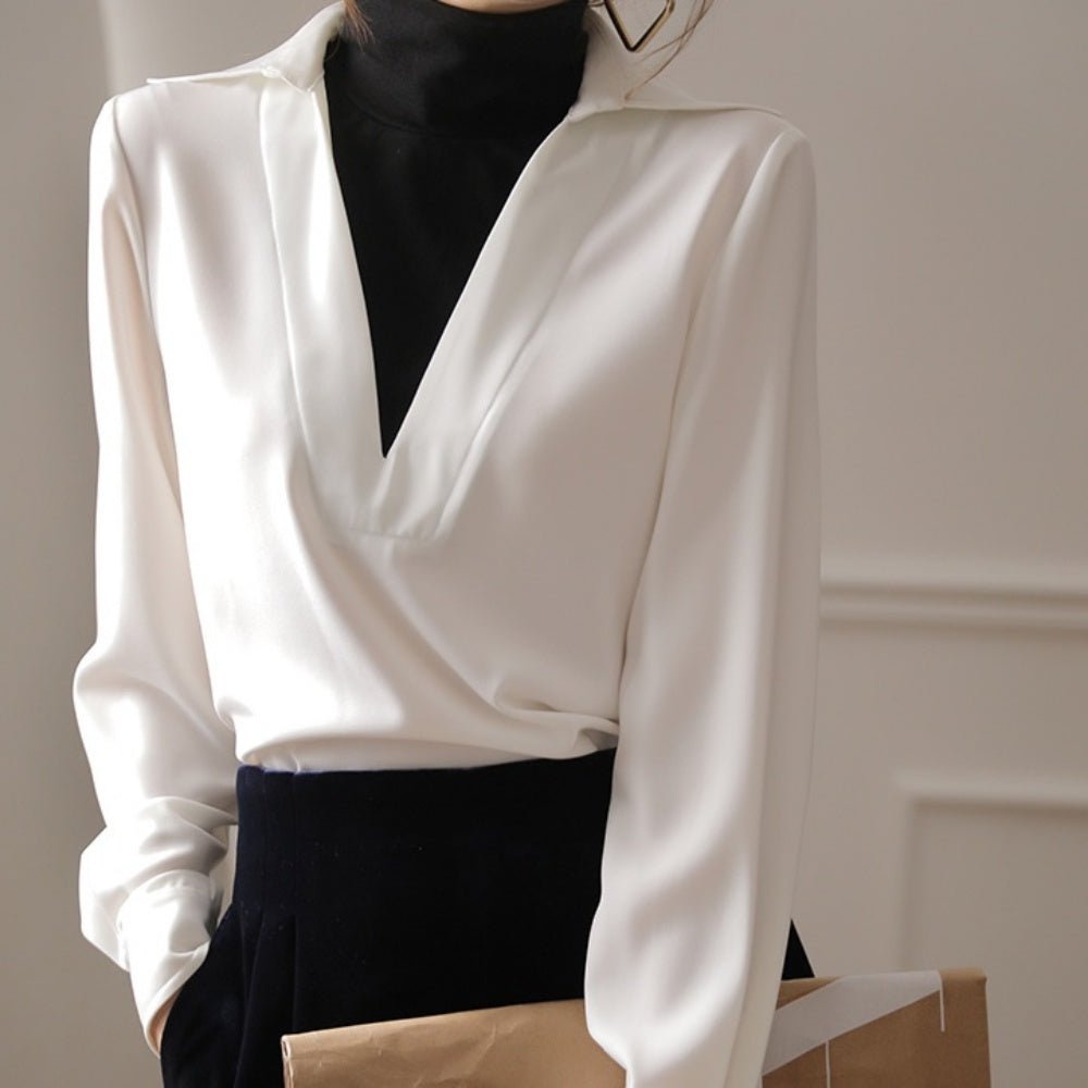 配色ドッキングハイネックトップス|オフィスカジュアル レディース 通販【ミレジェネ】