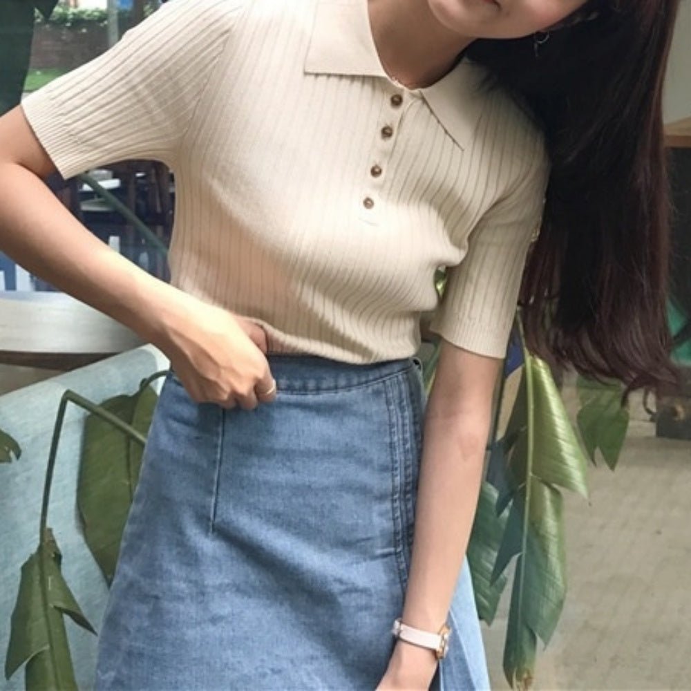 スリムフィット半袖トップス - Millennial Generation