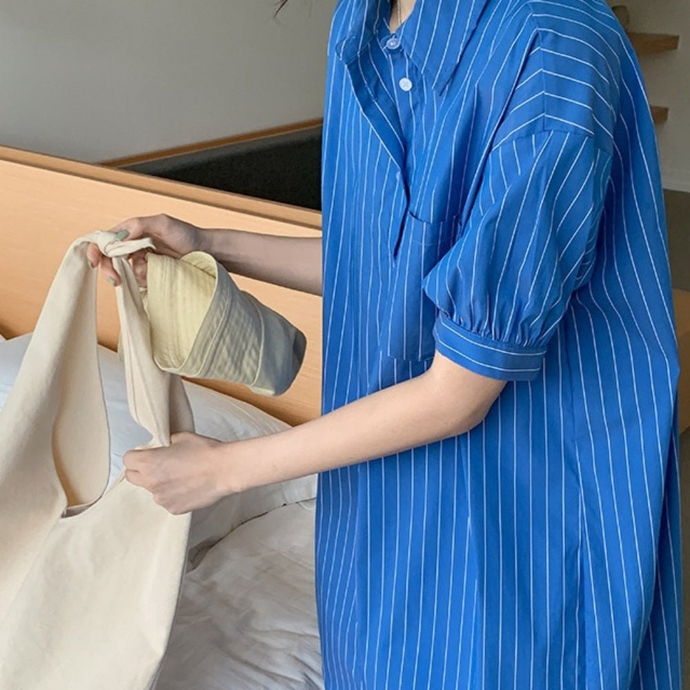 リラクシングストライプシャツワンピース