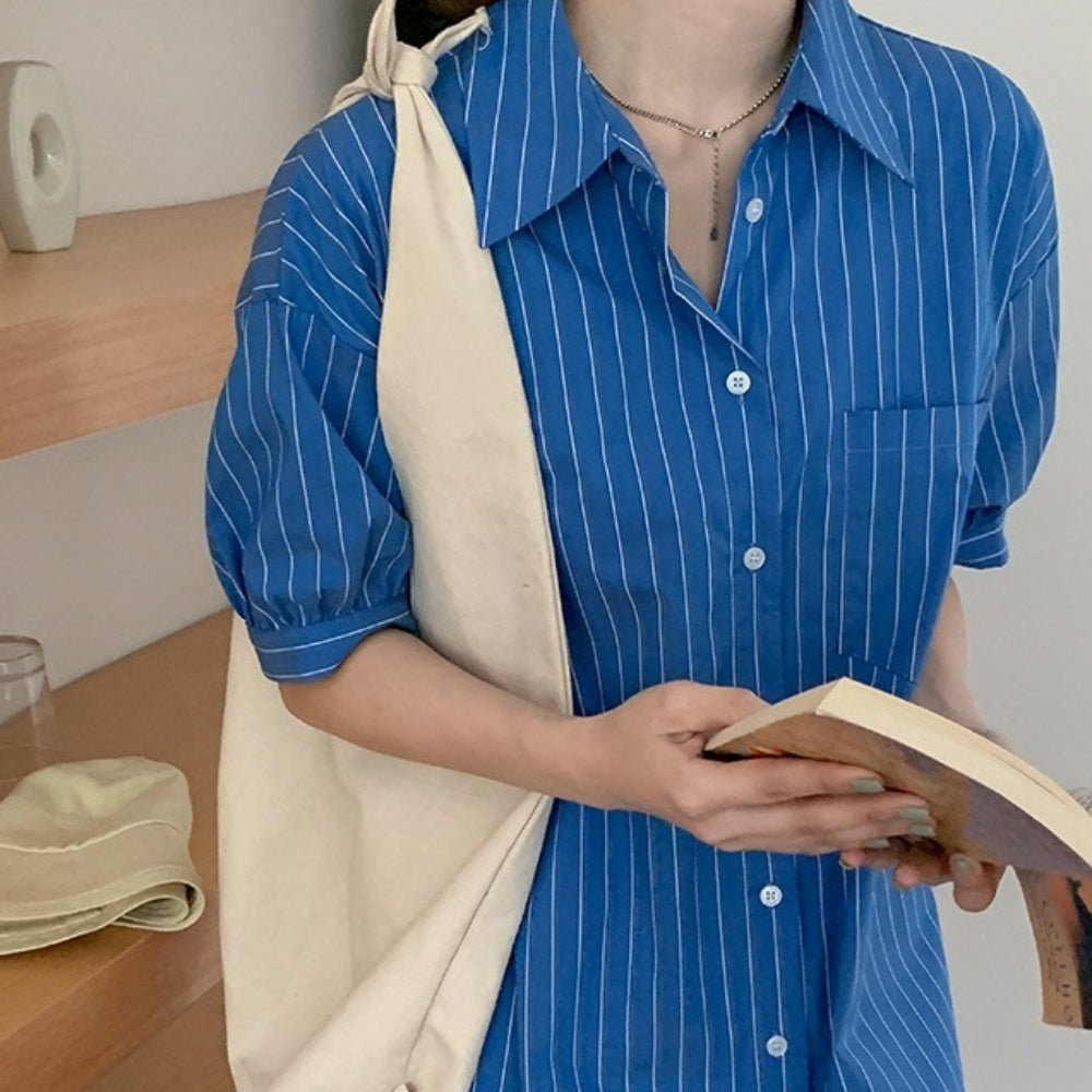 リラクシングストライプシャツワンピース