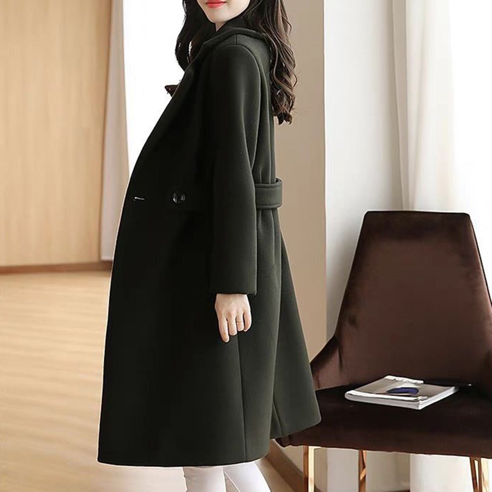 ボタンベルト付き無地コート