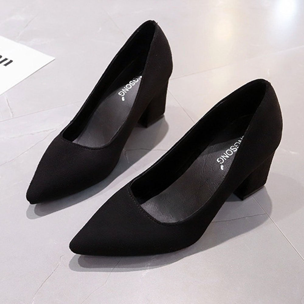 ポインテッドトゥブロックヒールパンプス|オフィスカジュアル レディース 通販【ミレジェネ】