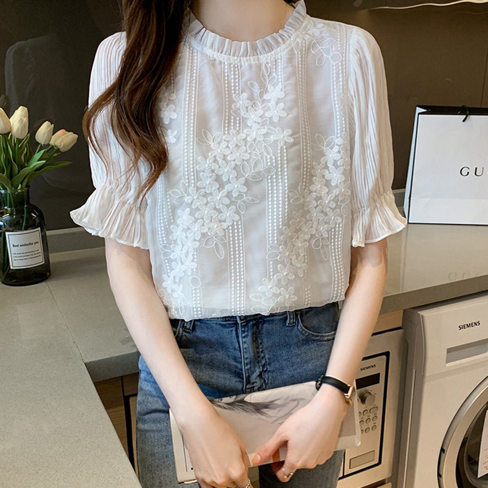 フリルハイネックシフォンシャツ|オフィスカジュアル レディース 通販【ミレジェネ】