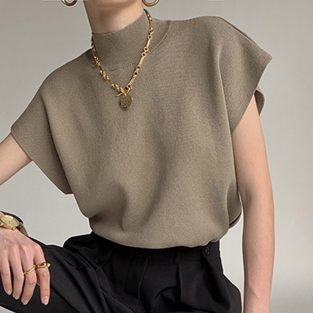 モックネックフレンチスリーブニット|オフィスカジュアル レディース 通販【ミレジェネ】