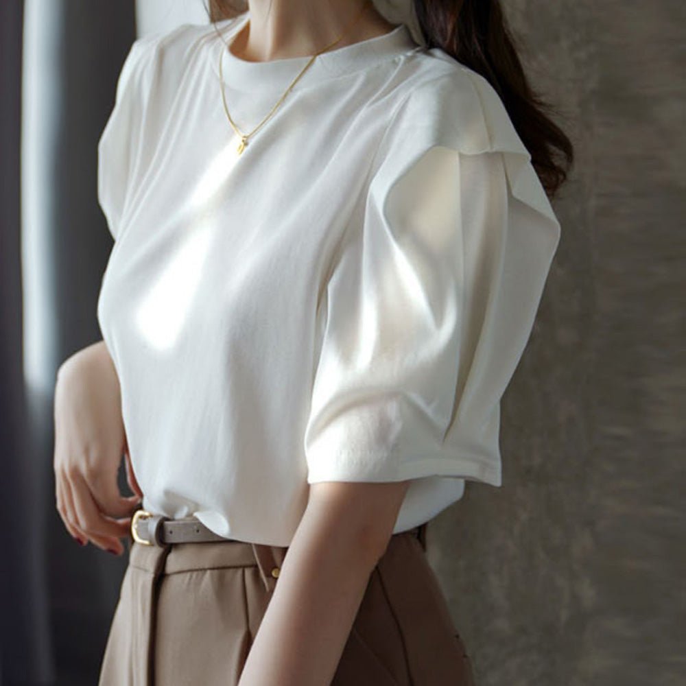 パワーショルダー無地デザイントップス|オフィスカジュアル レディース 通販【ミレジェネ】