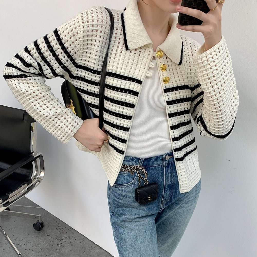 ゴールドボタンワッフルジャケット|オフィスカジュアル レディース 通販【ミレジェネ】