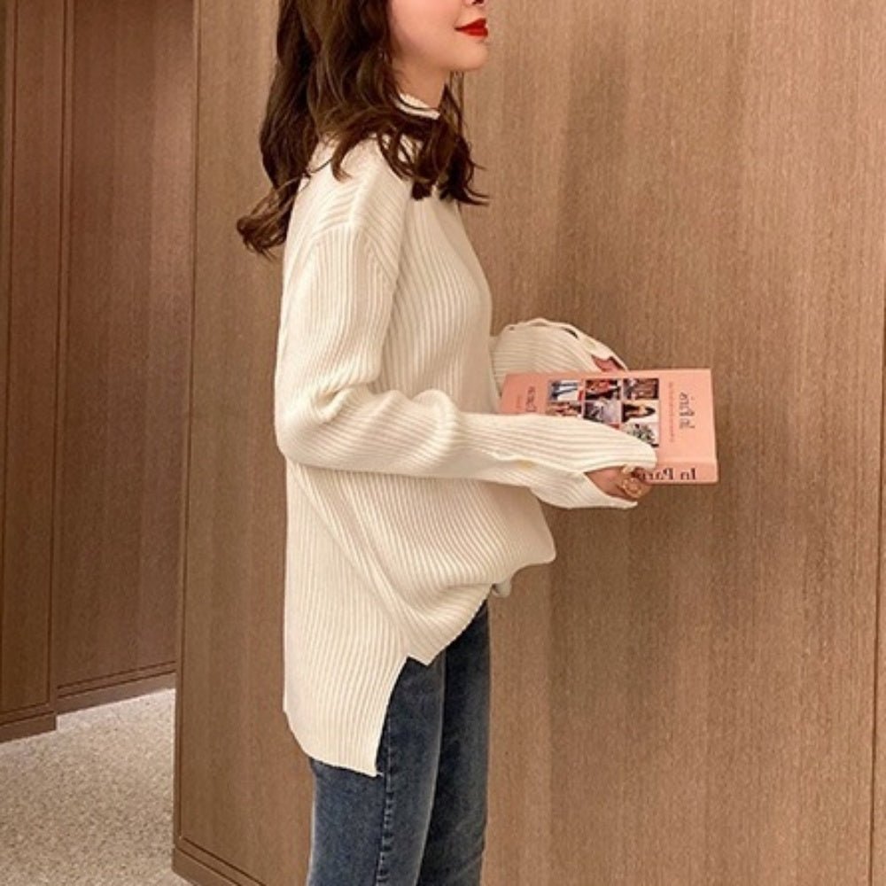 ハーフネックボタンスリーブトップス