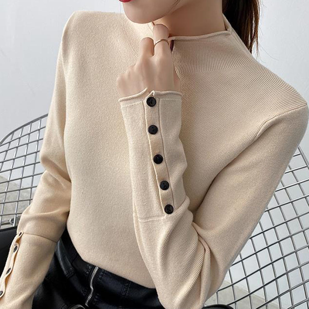 ボタンカフス無地ニット|オフィスカジュアル レディース 通販【ミレジェネ】