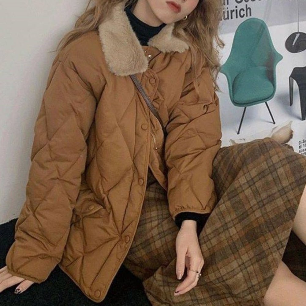 ボア襟中綿キルティングジャケットコート|オフィスカジュアル レディース 通販【ミレジェネ】