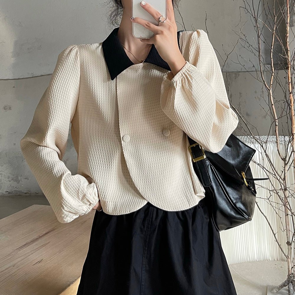 パワーショルダーダブルボタントップス|オフィスカジュアル レディース 通販【ミレジェネ】