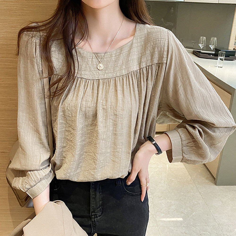 シワ加工ラウンドネックブラウス|オフィスカジュアル レディース 通販【ミレジェネ】