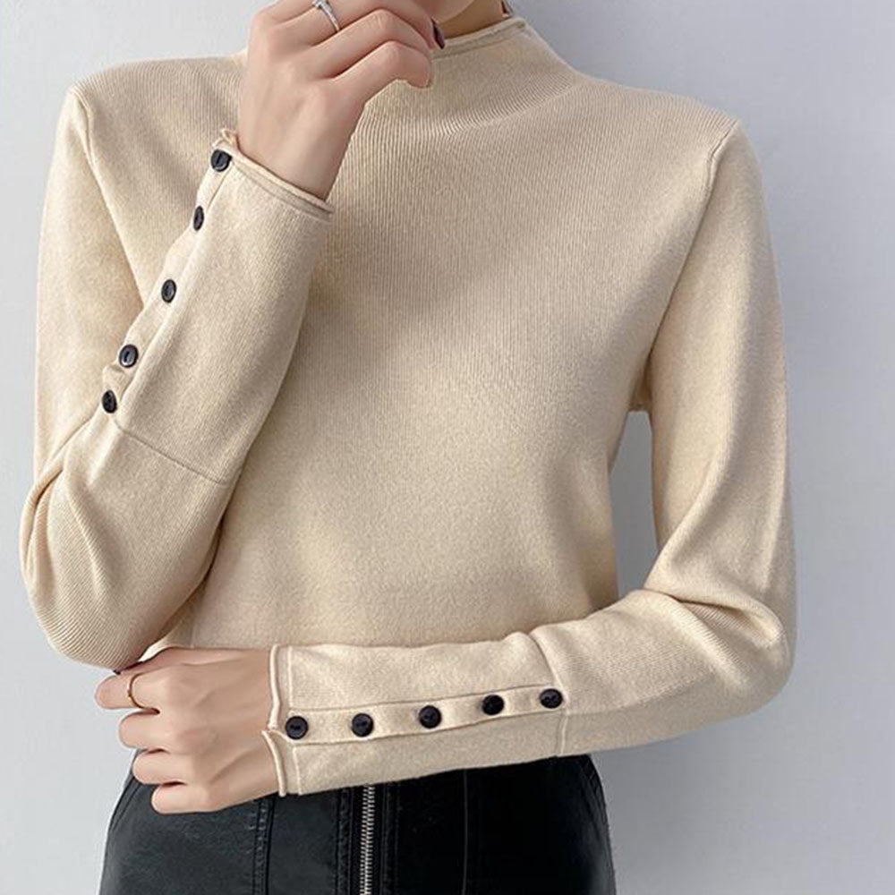 ボタンカフス無地ニット|オフィスカジュアル レディース 通販【ミレジェネ】