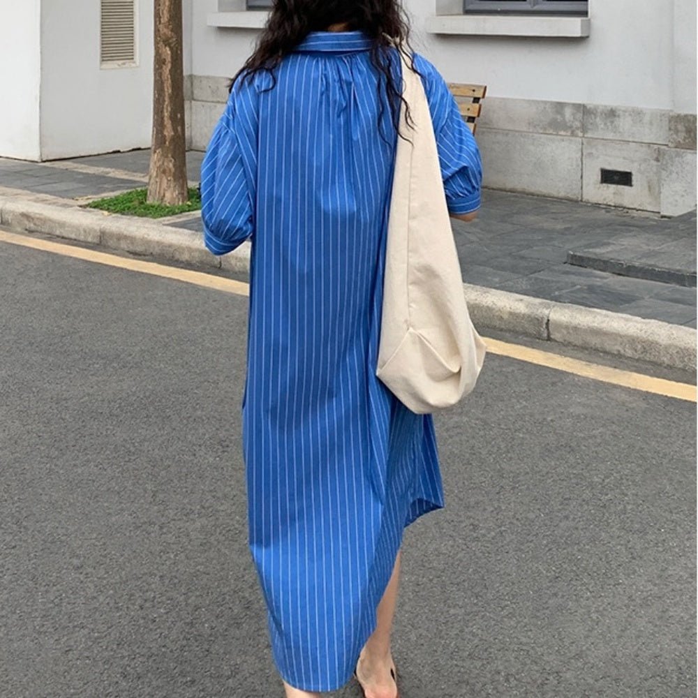リラクシングストライプシャツワンピース