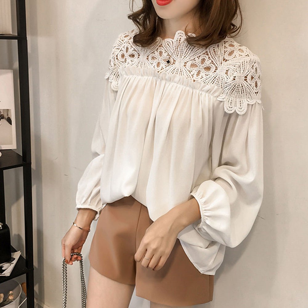 刺繍レースボリュームスリーブトップス|オフィスカジュアル レディース 通販【ミレジェネ】