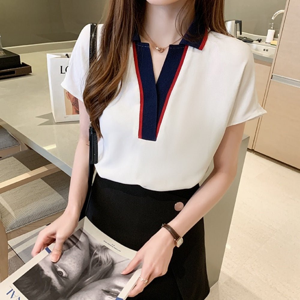 ヘンリーネック半袖シャツ|オフィスカジュアル レディース 通販【ミレジェネ】