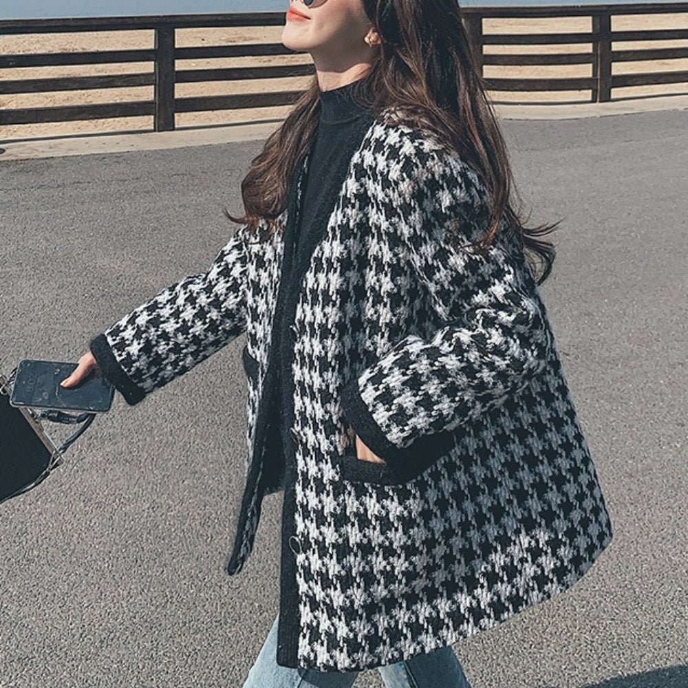 千鳥格子ミディ丈コート|オフィスカジュアル レディース 通販【ミレジェネ】