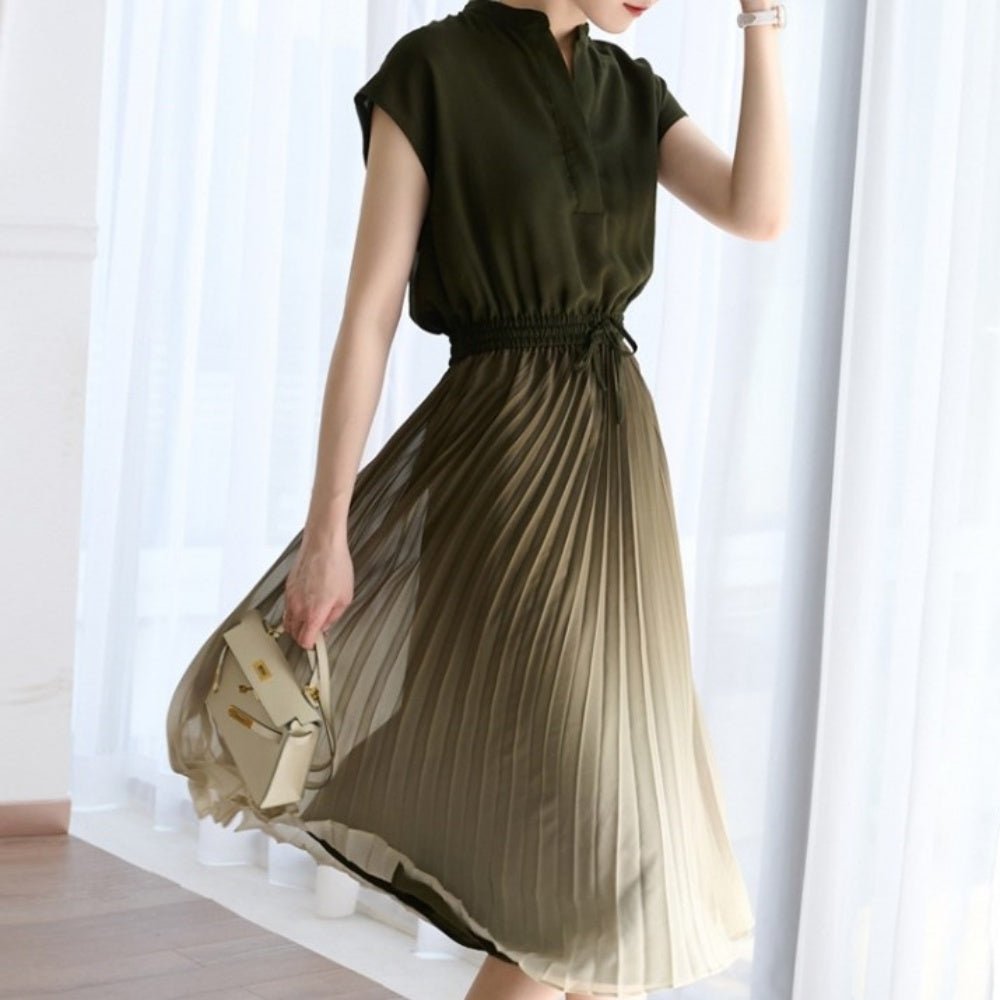 グラデーションプリーツワンピース|オフィスカジュアル レディース 通販【ミレジェネ】