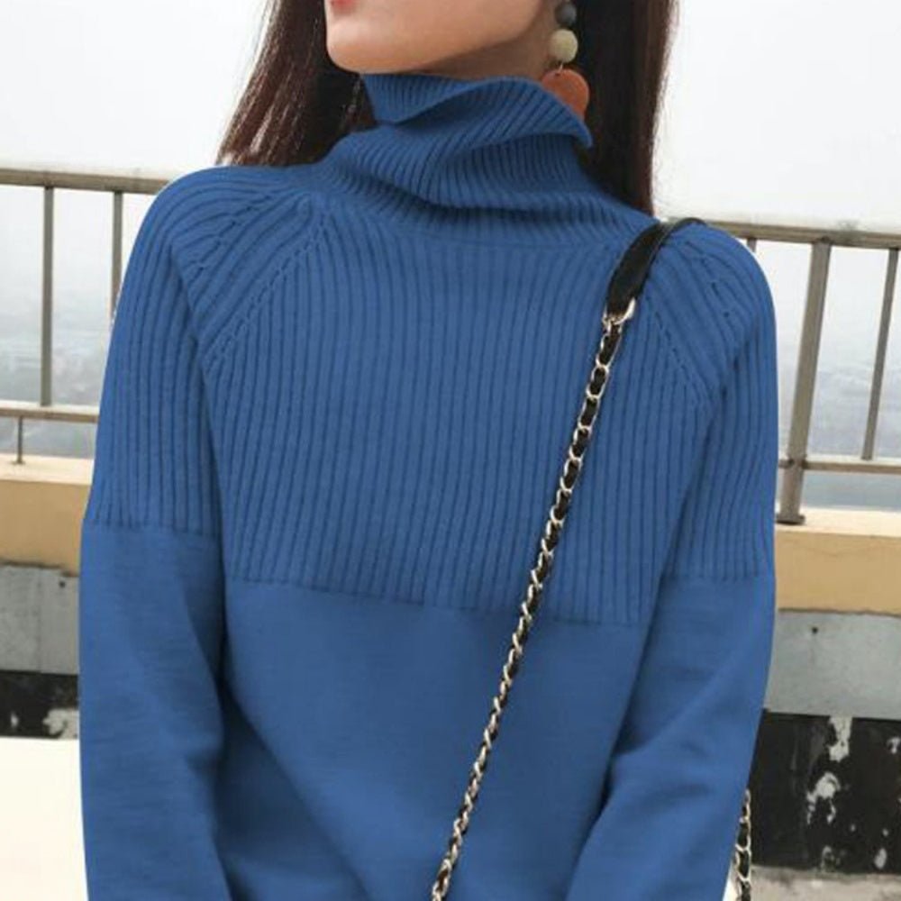 ハーフデザインハイネックニットトップス - Millennial Generation