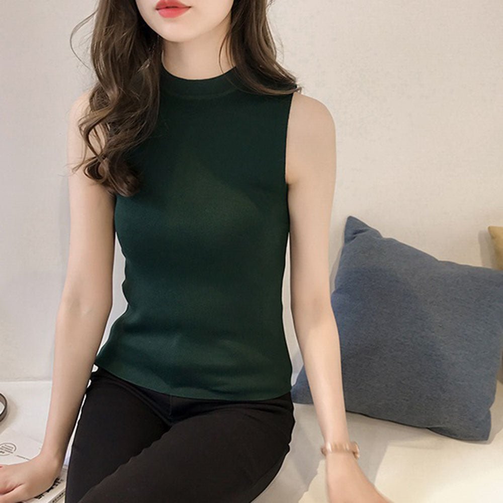 ボトルネック無地サマーニットタンクトップ - Millennial Generation