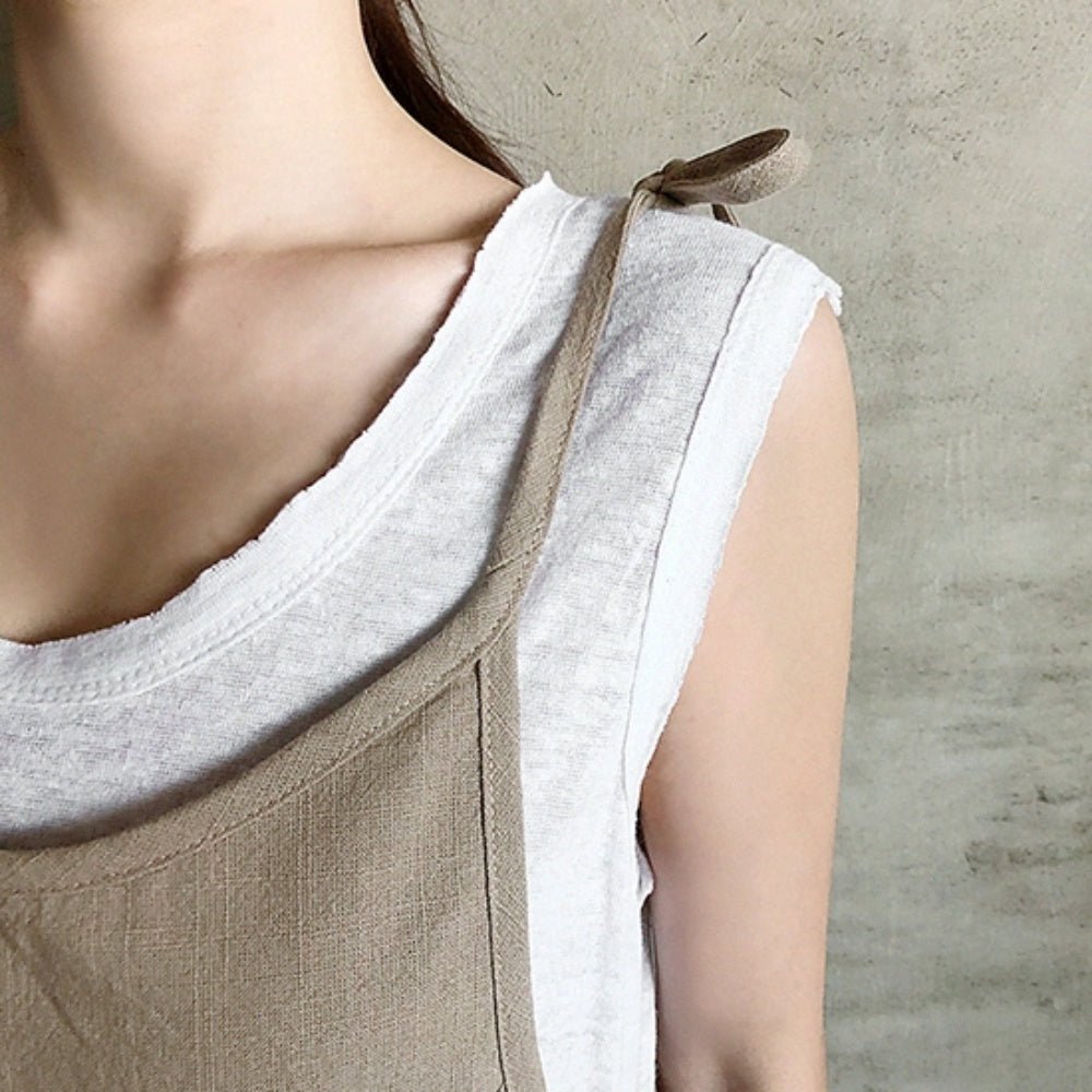 肩リボン調節可能ポケット付きサロペット