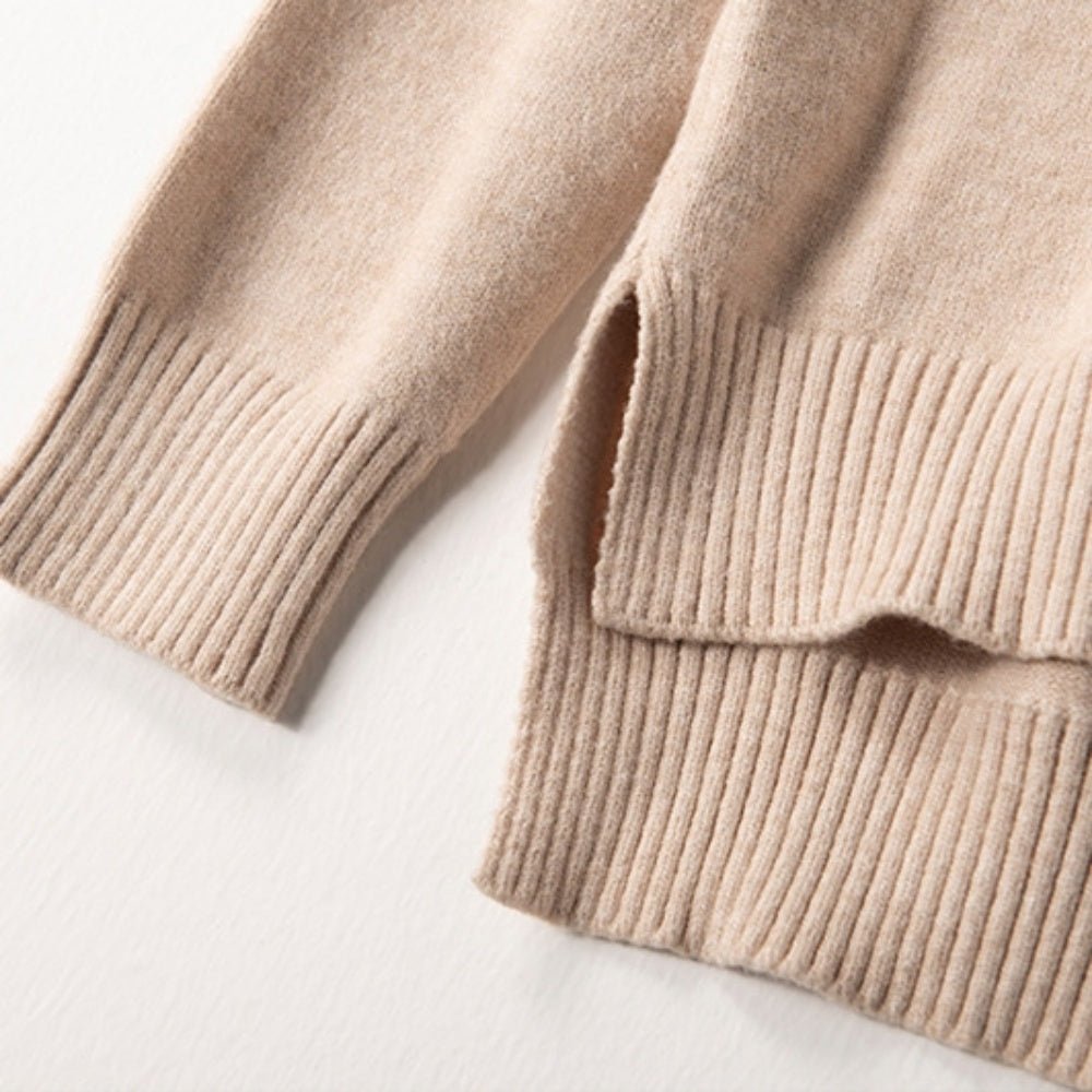 ハーフデザインハイネックニットトップス - Millennial Generation