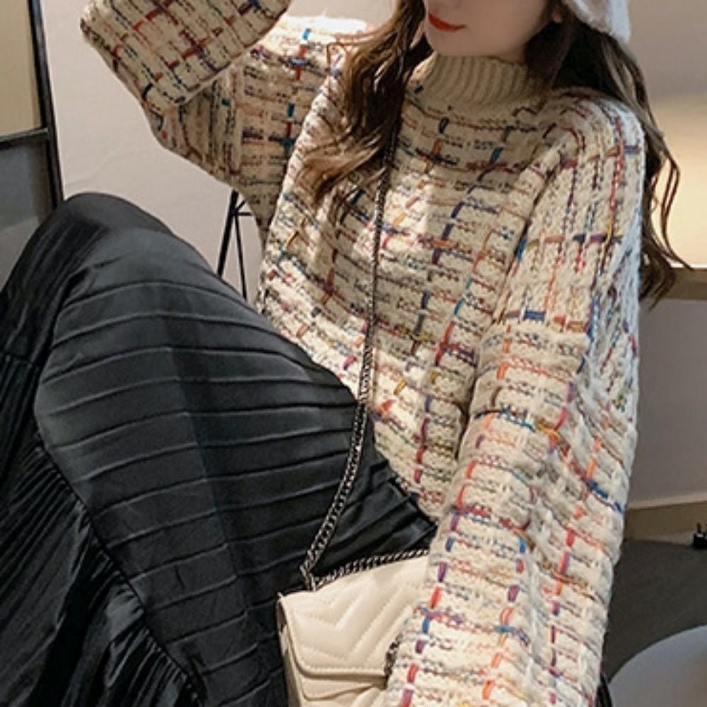 ボトルネックカラフルニット