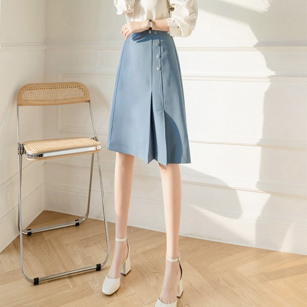 ワンポイントプリーツミディアムスカート|オフィスカジュアル レディース 通販【ミレジェネ】