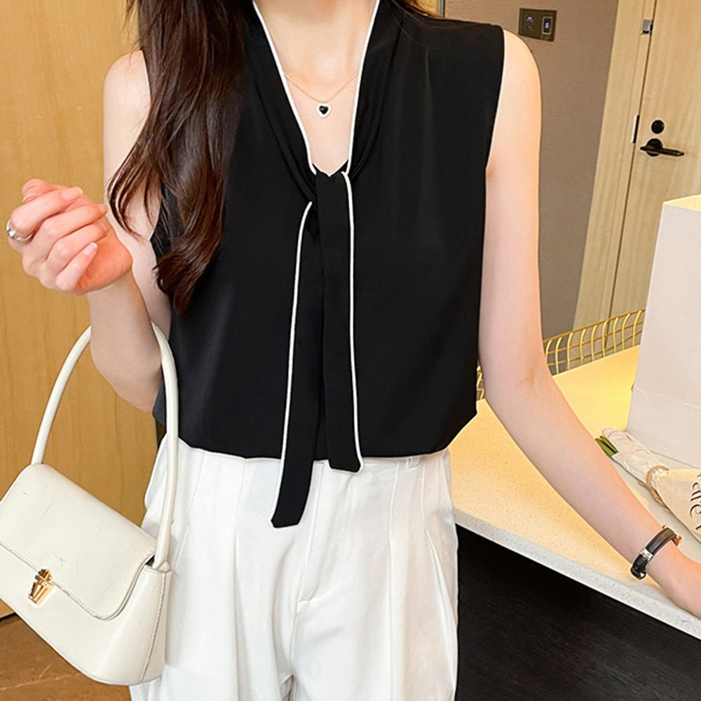 ボウタイシンプルノースリーブトップス|オフィスカジュアル レディース 通販【ミレジェネ】