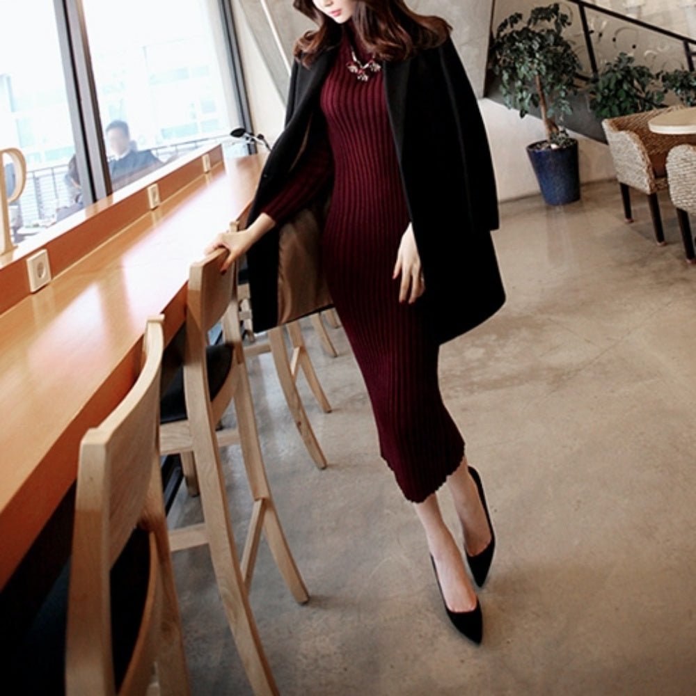 ロング丈リブニットワンピース - Millennial Generation