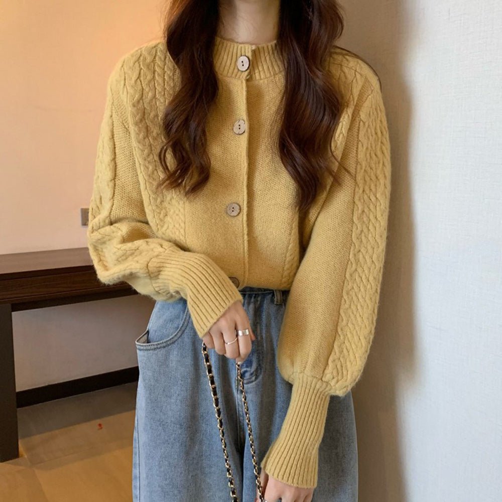 ボリュームスリーブフロントボタンニット|オフィスカジュアル レディース 通販【ミレジェネ】