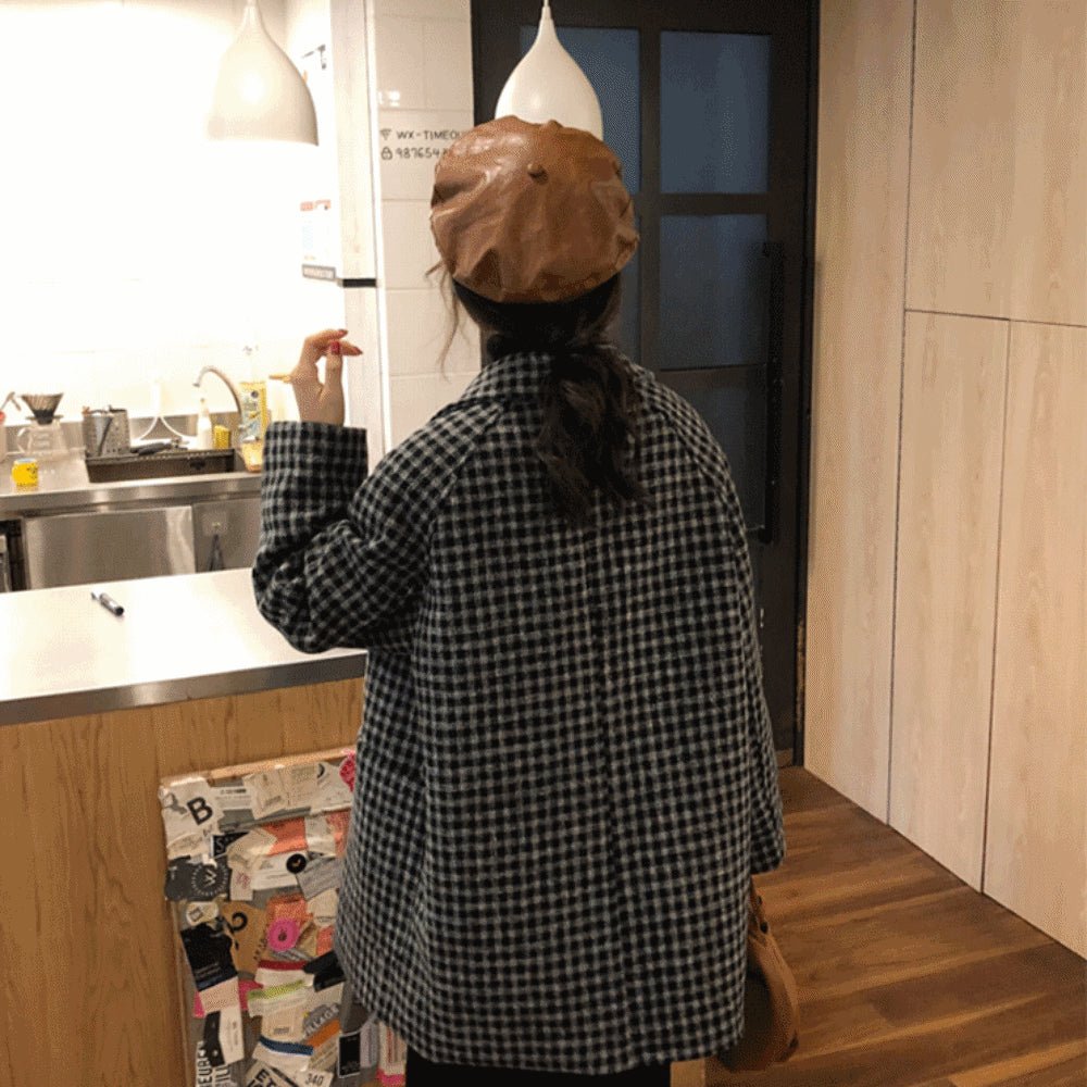 ギンガムチェックチェスターコート