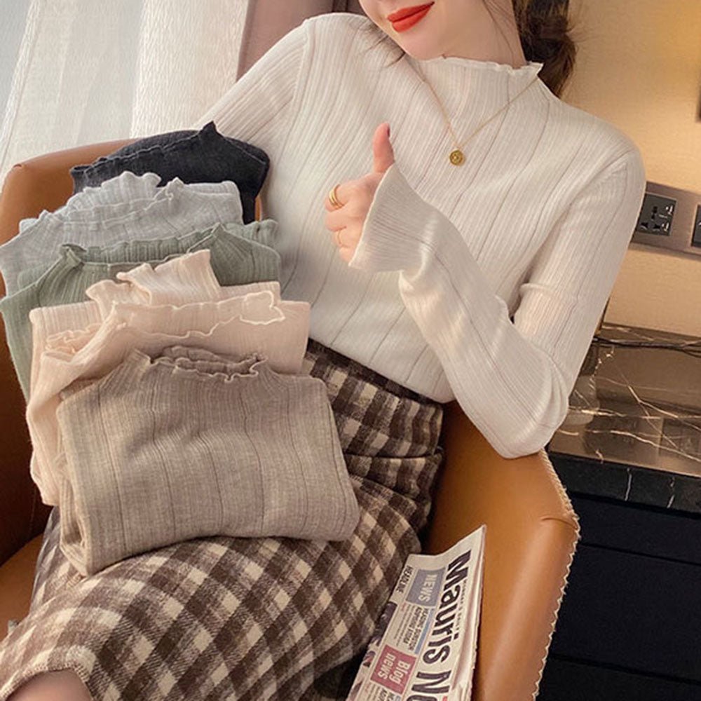 リブラインハイネックトップス|オフィスカジュアル レディース 通販【ミレジェネ】