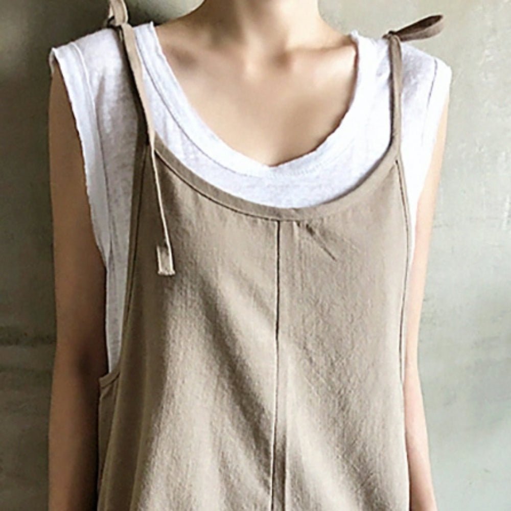 肩リボン調節可能ポケット付きサロペット