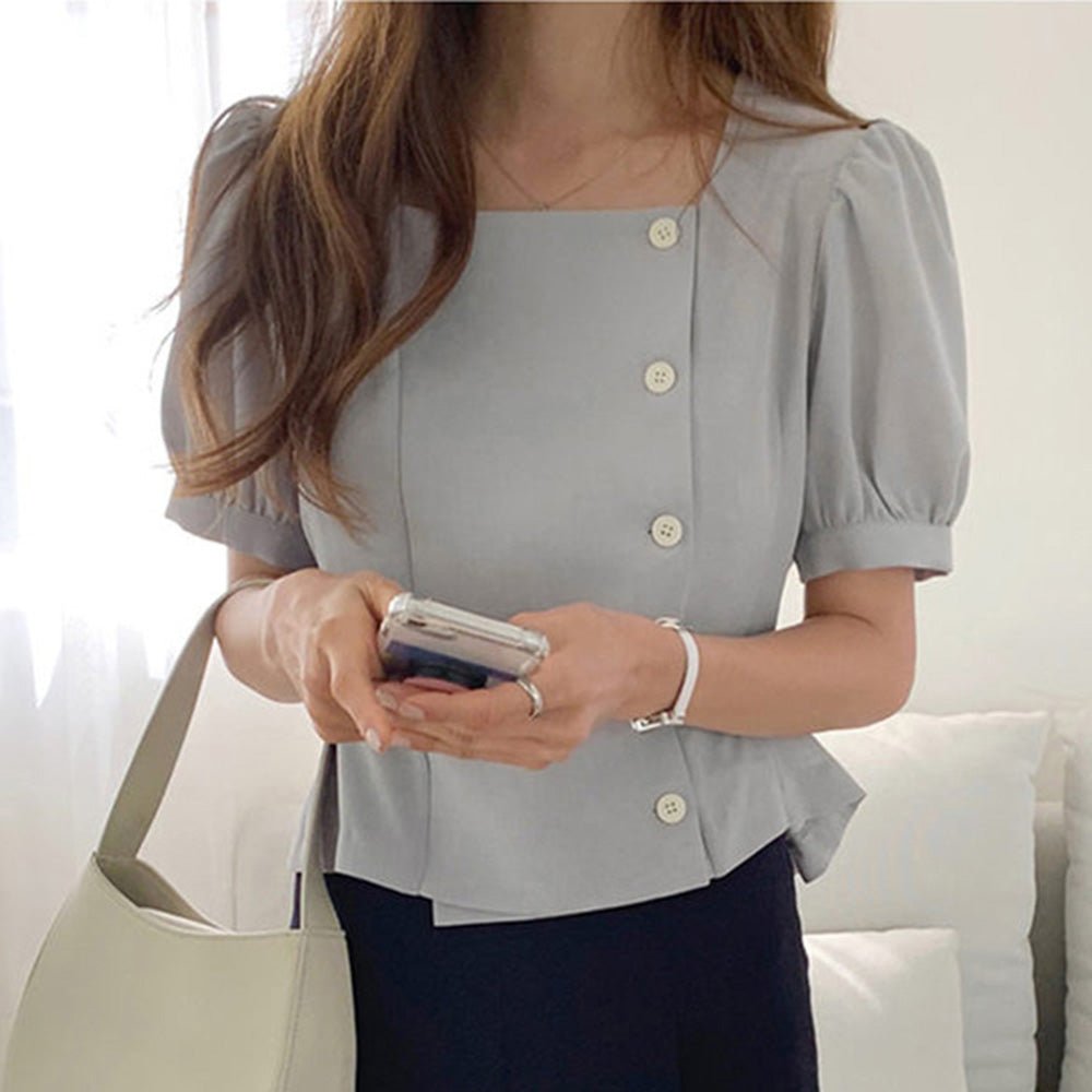 パフスリーブスクエアネックトップス|オフィスカジュアル レディース 通販【ミレジェネ】
