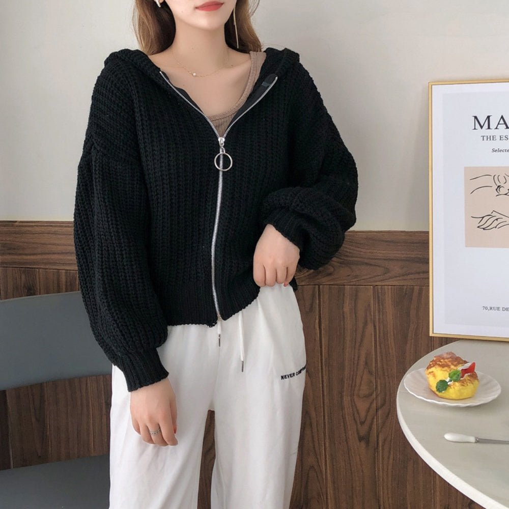 ジップアップニットパーカー