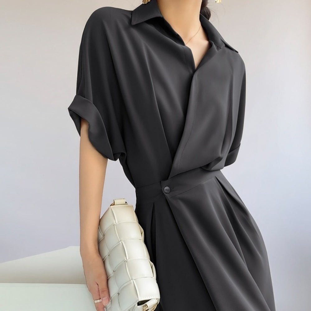 <即納>襟付きロングワンピース|オフィスカジュアル レディース 通販 Millennial Generation【ミレジェネ】