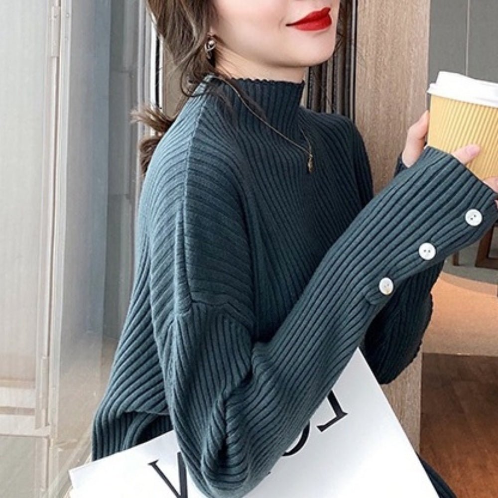 <即納>ハーフネックスリーブボタンニットトップス|オフィスカジュアル レディース 通販 Millennial Generation【ミレジェネ】
