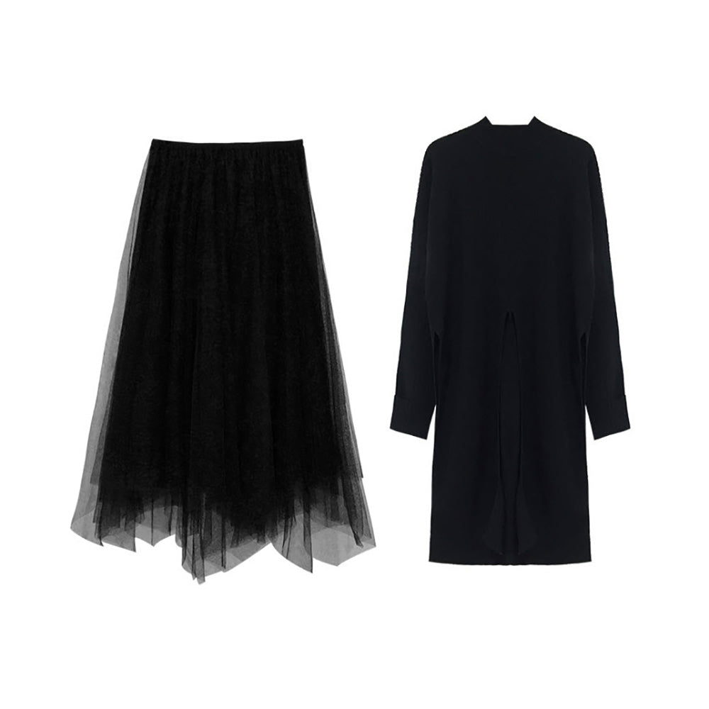 セットアップモックネックニットチュールスカート - Millennial Generation