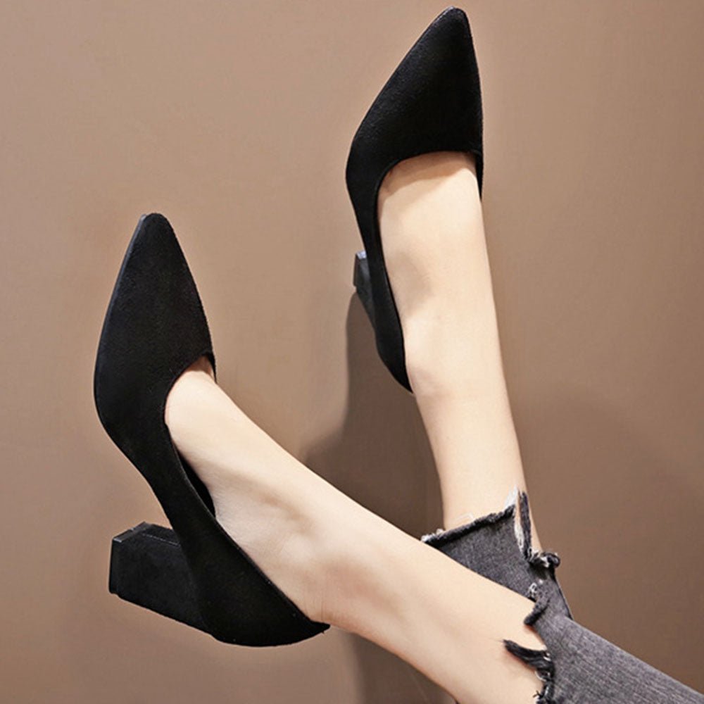 ポインテッドトゥブロックヒールパンプス|オフィスカジュアル レディース 通販【ミレジェネ】