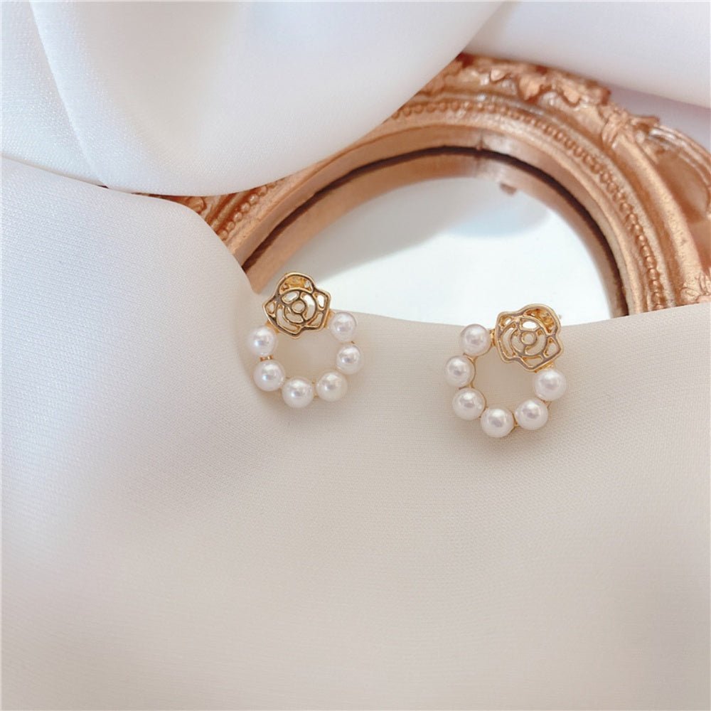 フラワーモチーフサークルパールピアス