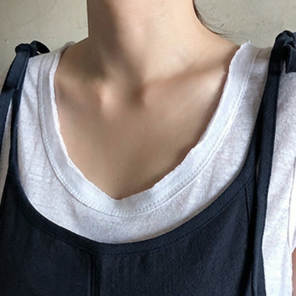 肩リボン調節可能ポケット付きサロペット